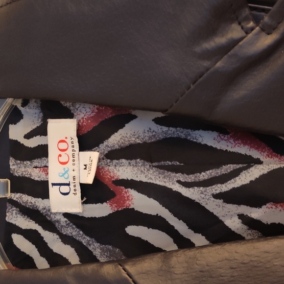 Woman's Dark Gray Denim & Co leather Jacket - Picture 2 of 4